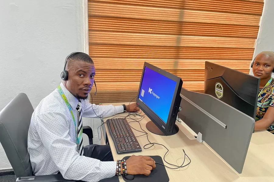 A Kappagee support operator at his workstation in Monrovia.